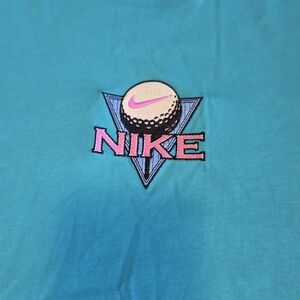Nike Aqua Tee with golf Ball & White Swoosh